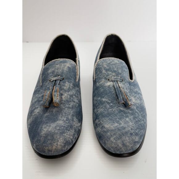 Burju Jungle Rose Denim Tassel Loafers Women’s Size 7 EU 39 Casual Slip On - Picture 2 of 8